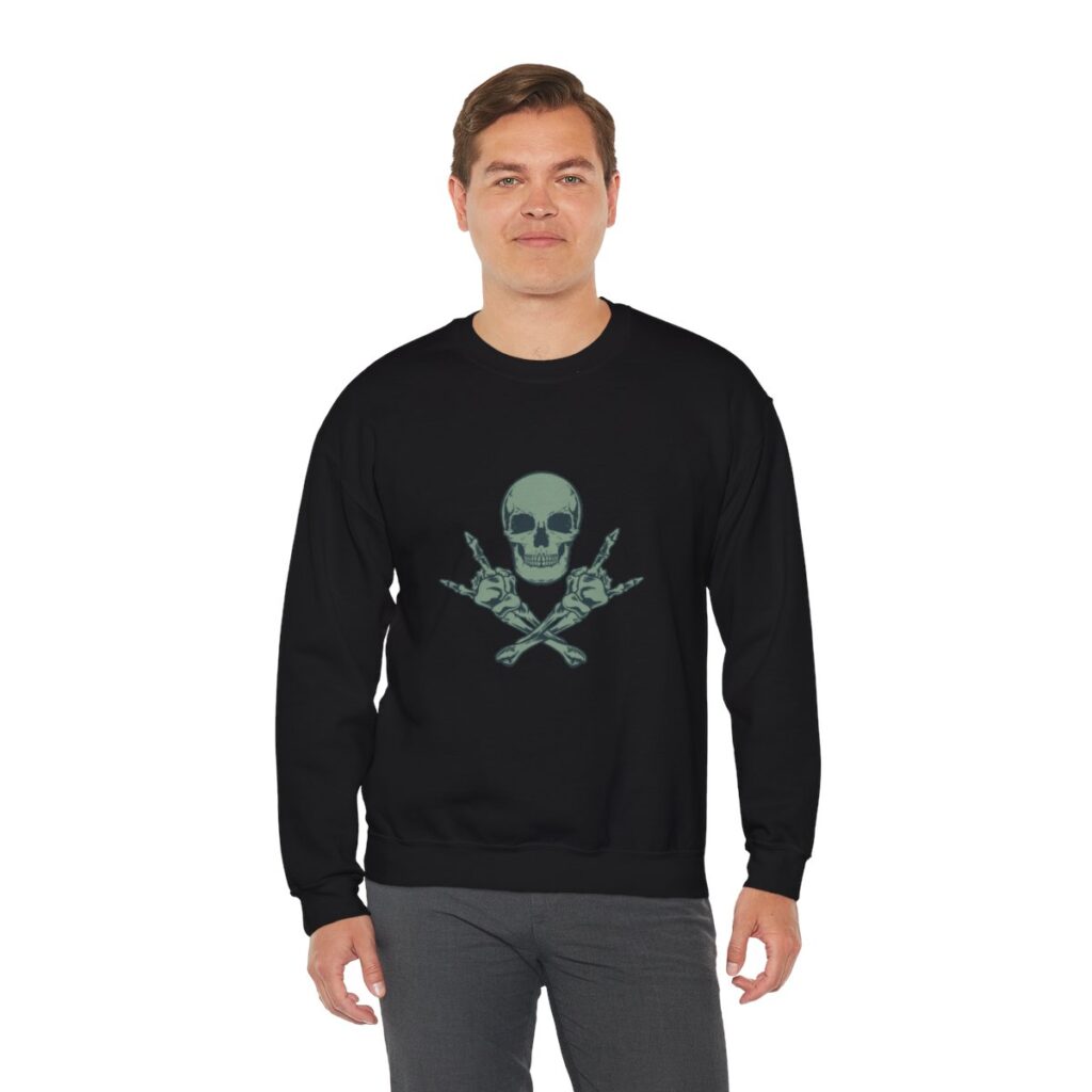 Rock Skull and Crossbones Unisex Heavy Blend Crewneck Sweatshirt