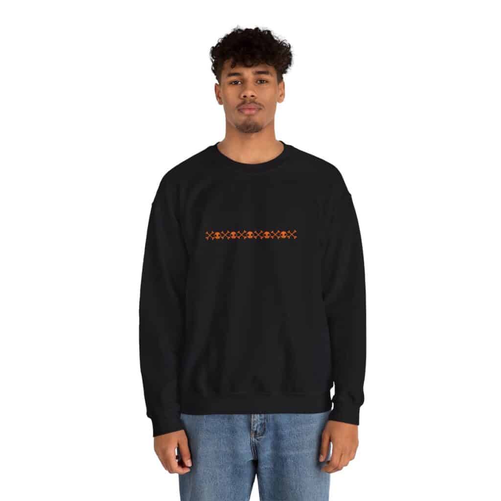 Skull Border Orange Unisex Heavy Blend Crewneck Sweatshirt