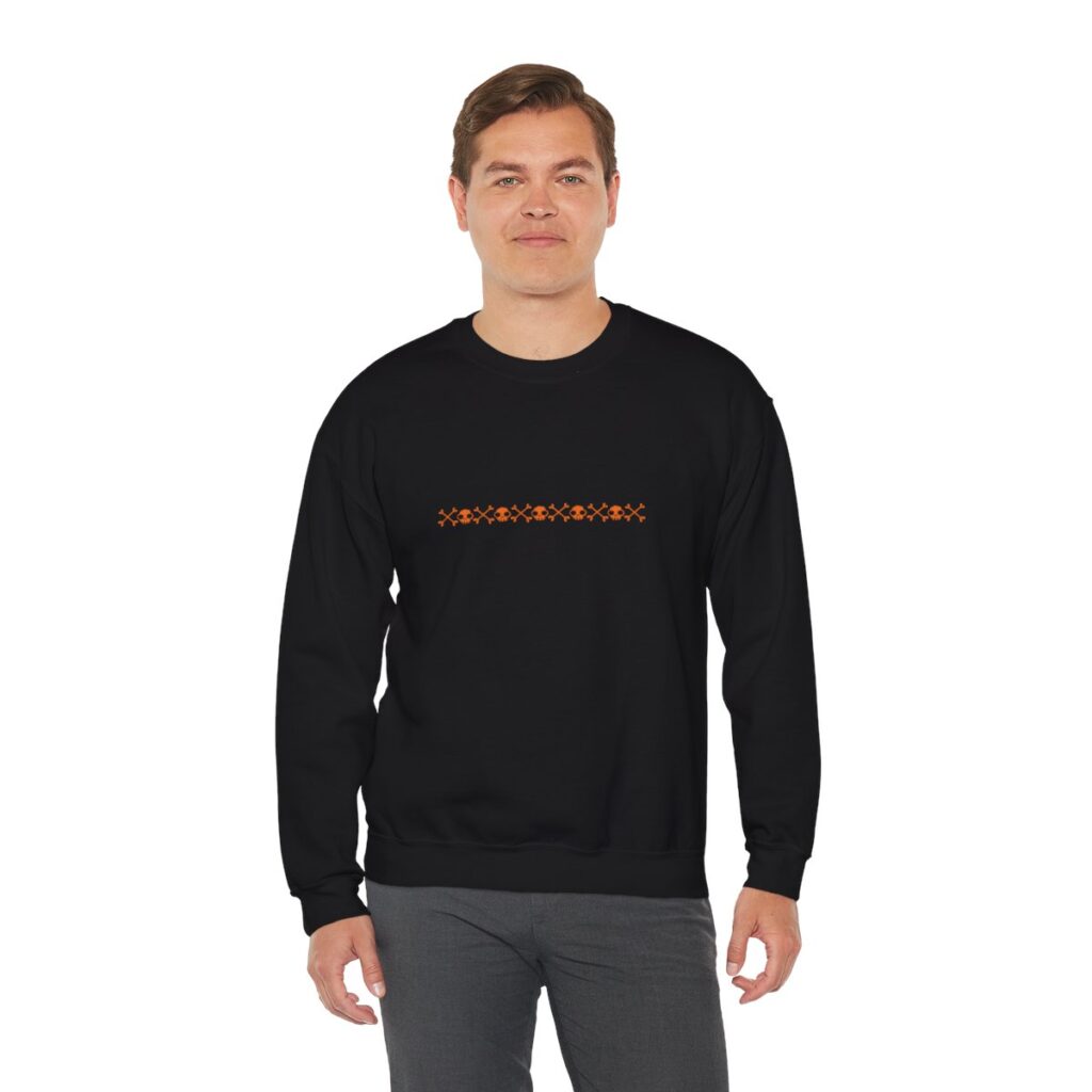 Skull Border Orange Unisex Heavy Blend Crewneck Sweatshirt