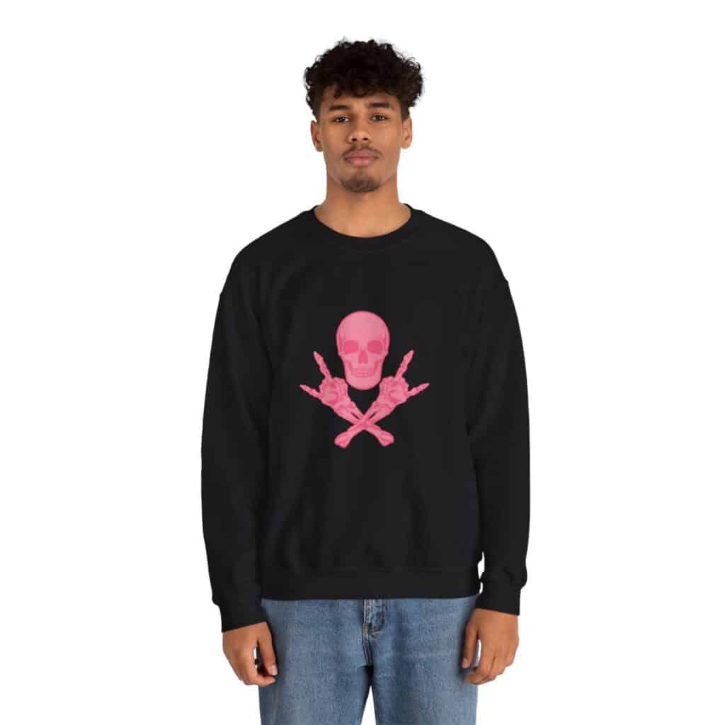 Pink Skull and Cross Bones Unisex Heavy Blend Crewneck Sweatshirt