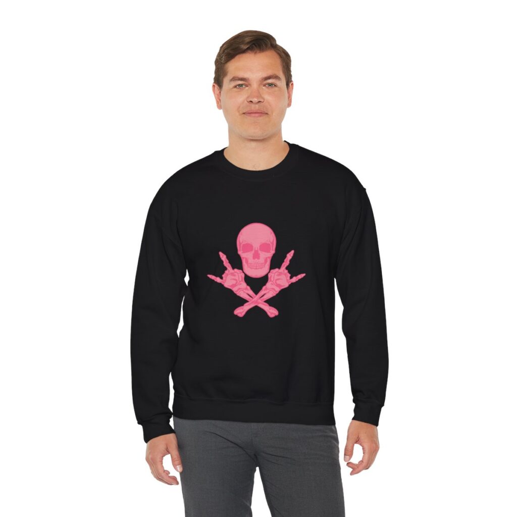 Pink Skull and Cross Bones Unisex Heavy Blend Crewneck Sweatshirt