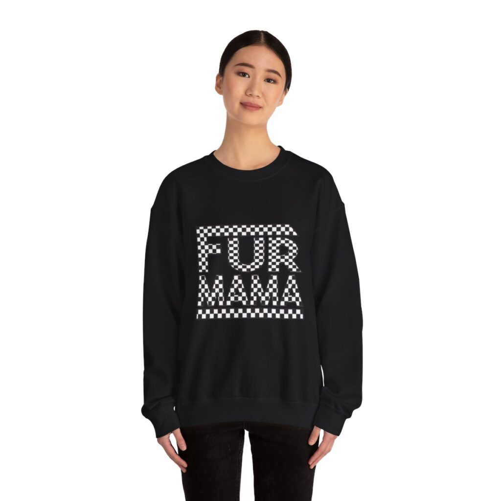 Fur Mama Checkerboard Racing Print Sweatshirt