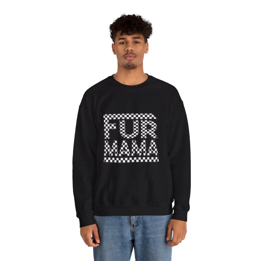 Fur Mama Checkerboard Racing Print Sweatshirt