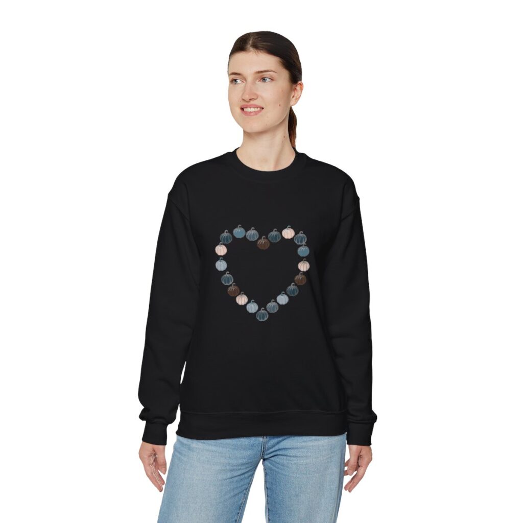 Vintage Blue Pumpkin Heart Crewneck Sweatshirt