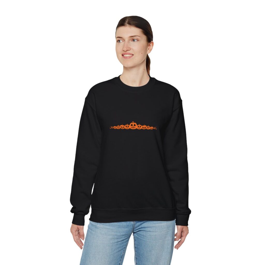 Orange Pumpkin Border Unisex Fall Halloween Sweatshirt