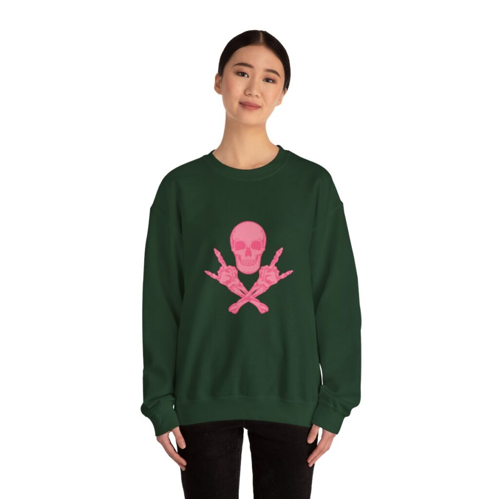 Pink Skull and Cross Bones Unisex Heavy Blend Crewneck Sweatshirt