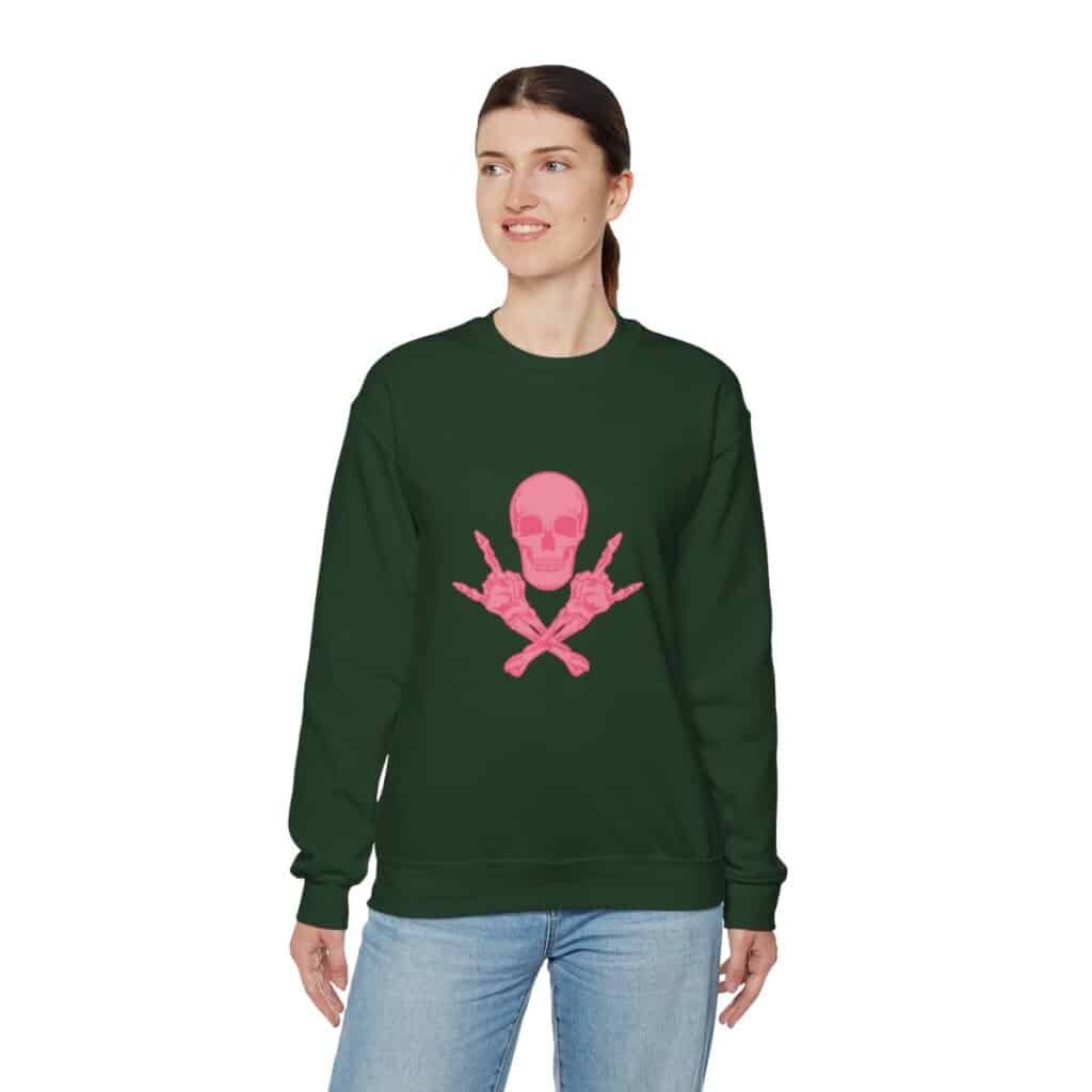 Pink Skull and Cross Bones Unisex Heavy Blend Crewneck Sweatshirt