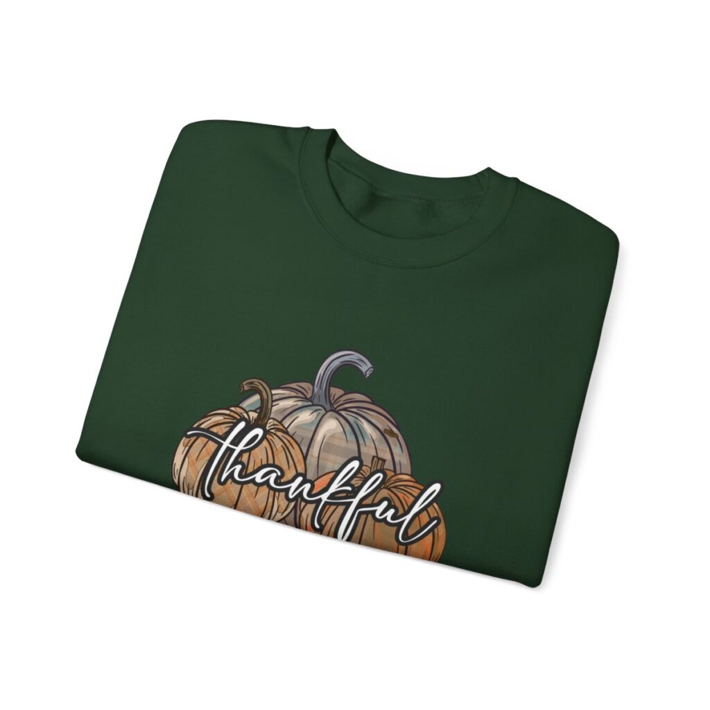 Vintage Pumpkins and Thankful Script Thanksgiving Sweatshirt for Her