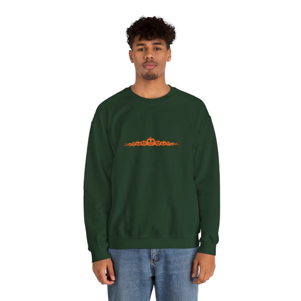 Orange Pumpkin Border Unisex Fall Halloween Sweatshirt