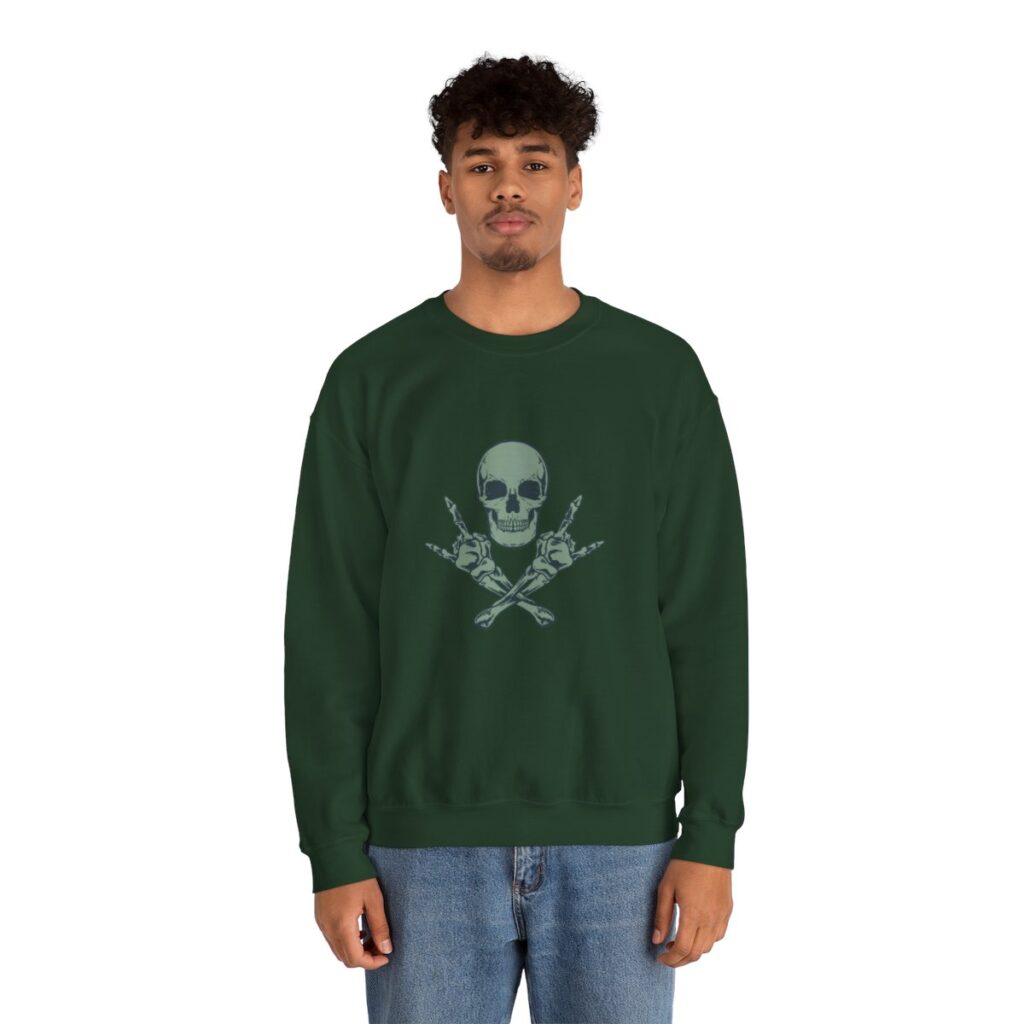 Rock Skull and Crossbones Unisex Heavy Blend Crewneck Sweatshirt