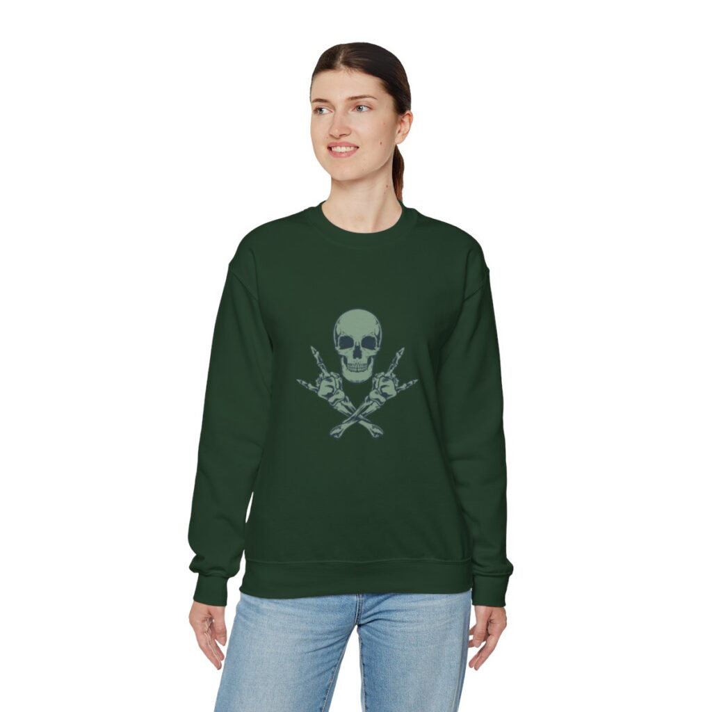 Rock Skull and Crossbones Unisex Heavy Blend Crewneck Sweatshirt