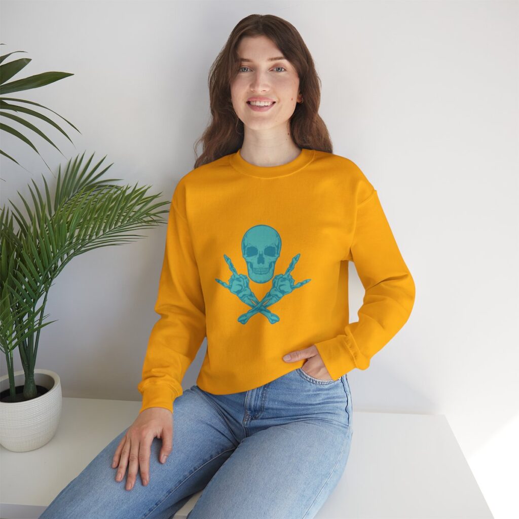 Teal Skull and Cross Bones Sweatshirt