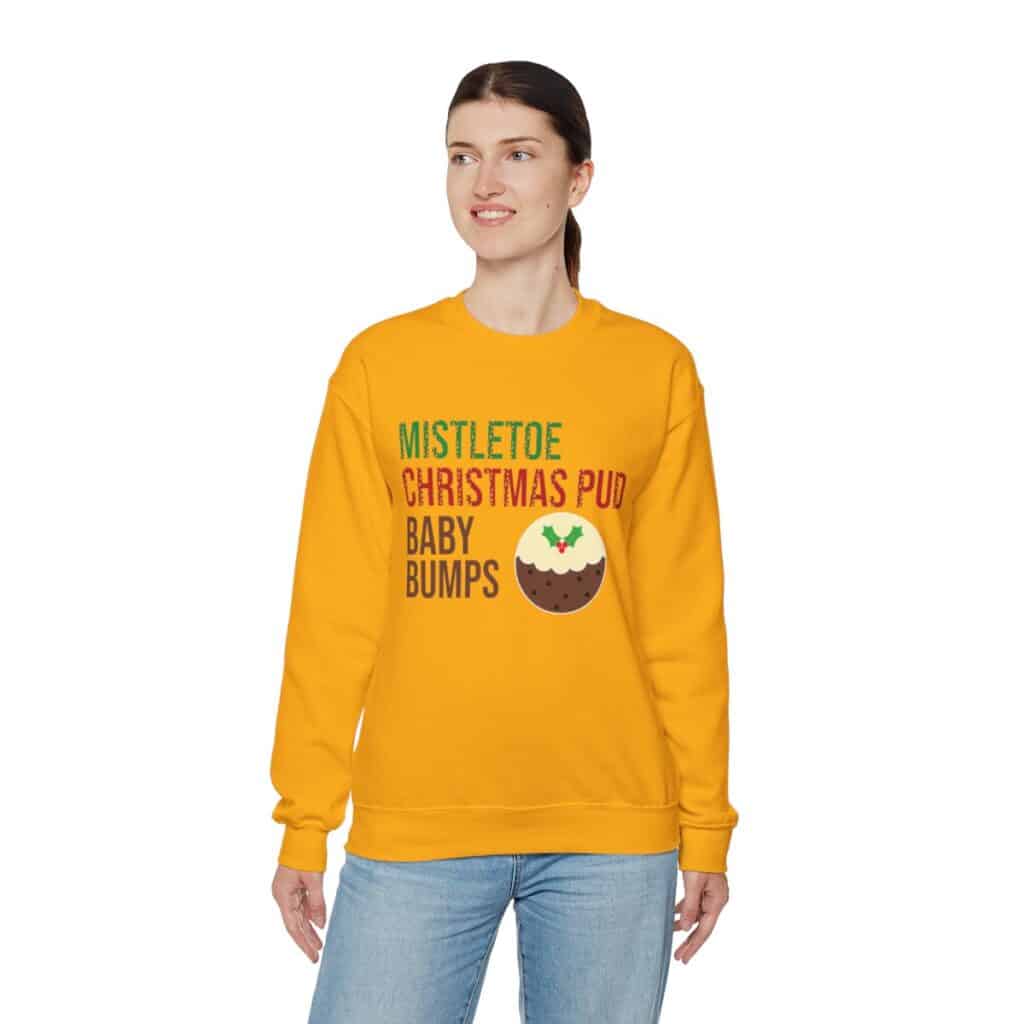 Mistletoe, Christmas Pud and Baby Bumps Pregnancy Announcement Sweatshirt