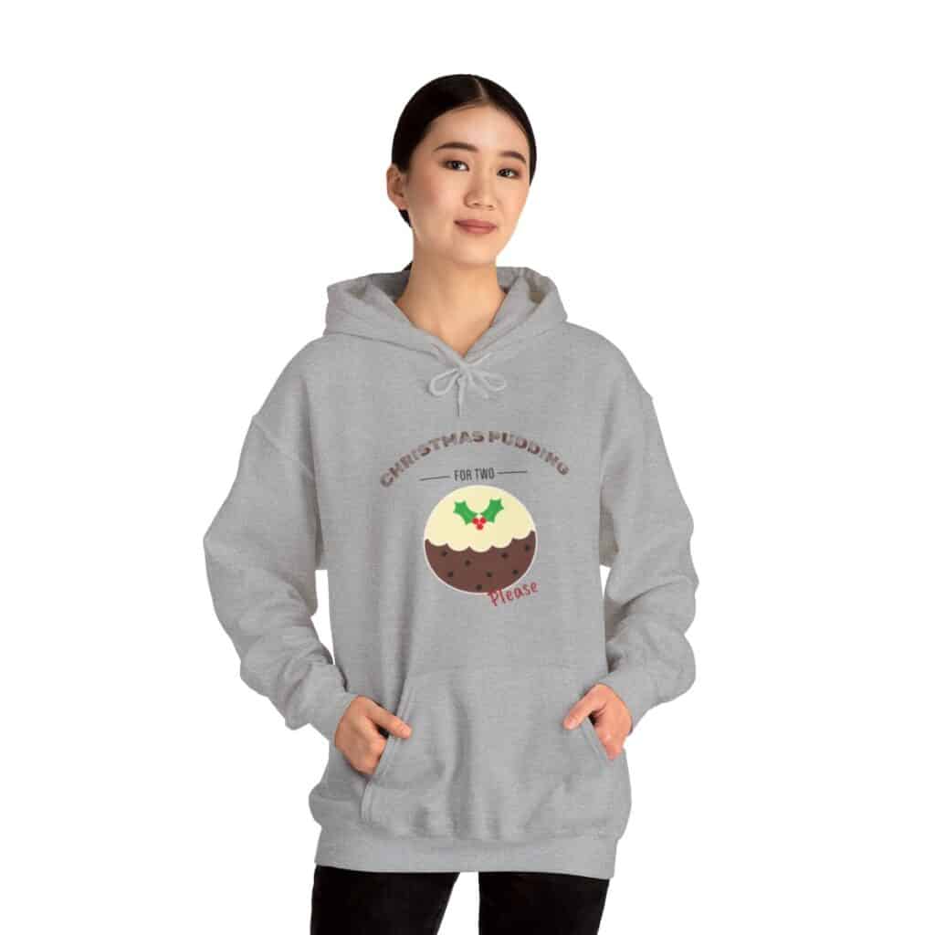 Festive Pregnancy Announcement - Christmas Pudding for Two, Please Hoodie