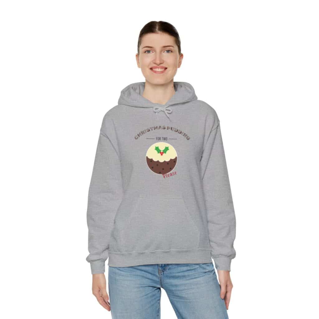 Festive Pregnancy Announcement - Christmas Pudding for Two, Please Hoodie