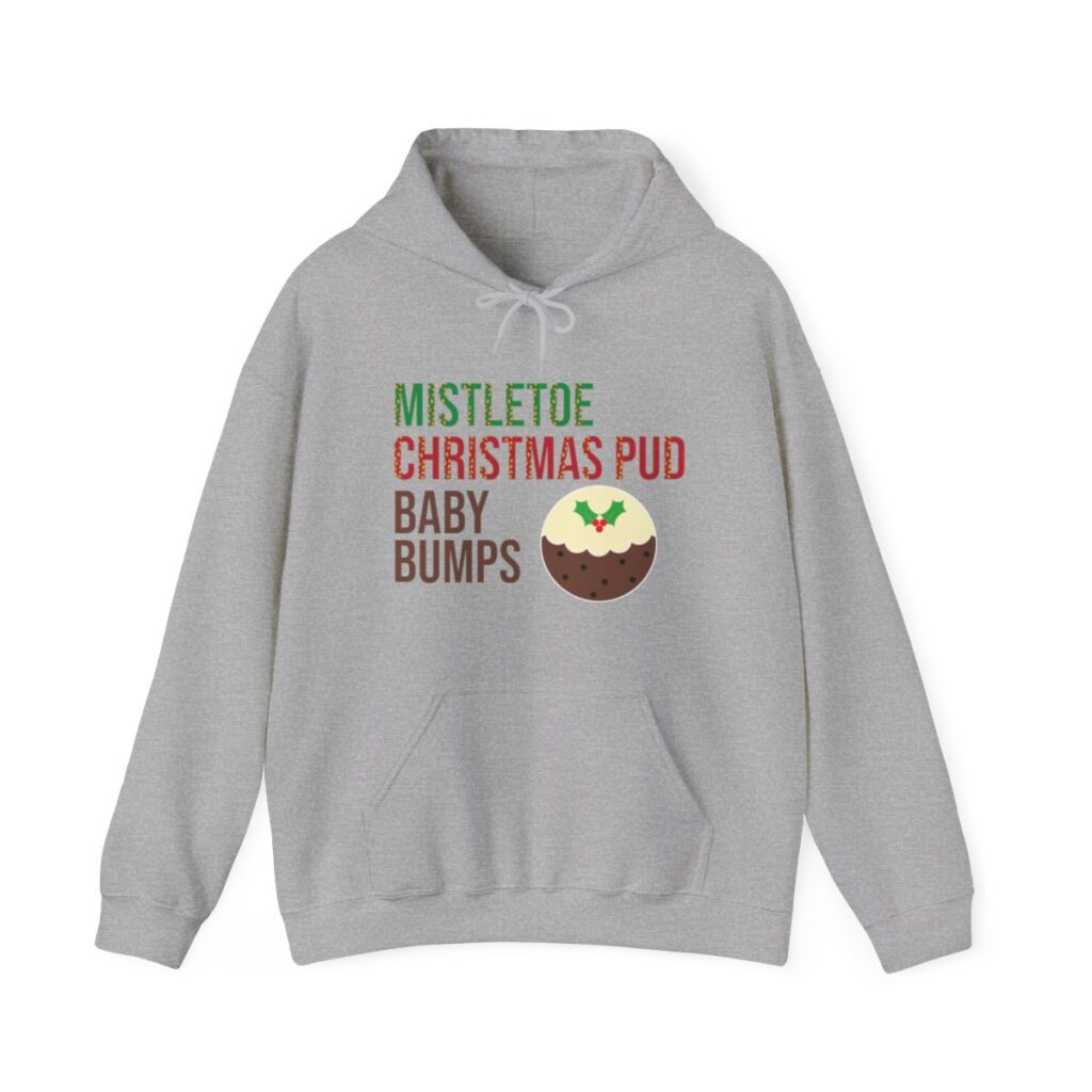 Festive Pregnancy Announcement - Mistletoe, Christmas Pud and Baby Bumps Hoodie