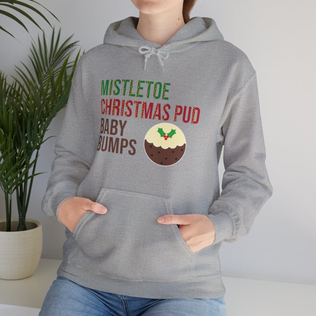 Festive Pregnancy Announcement - Mistletoe, Christmas Pud and Baby Bumps Hoodie