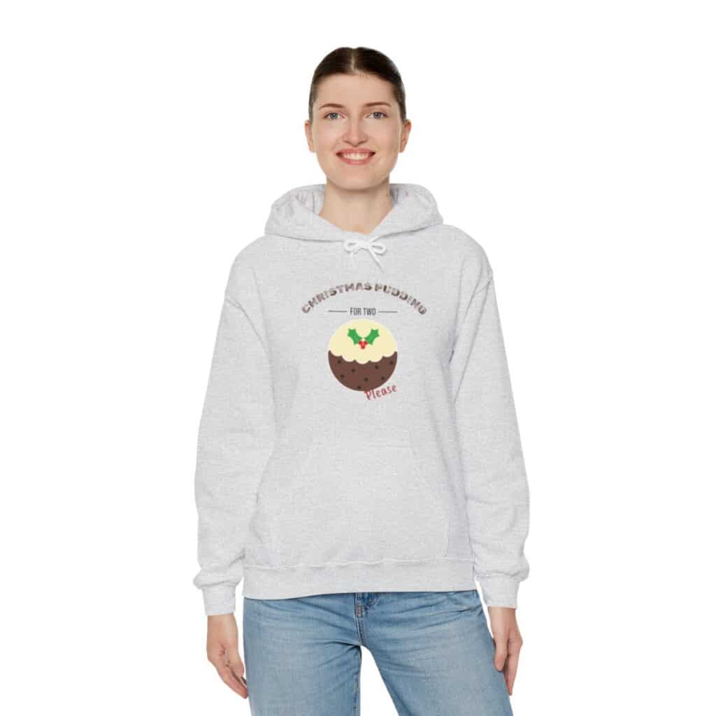 Festive Pregnancy Announcement - Christmas Pudding for Two, Please Hoodie