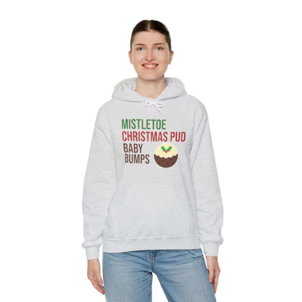 Festive Pregnancy Announcement - Mistletoe, Christmas Pud and Baby Bumps Hoodie