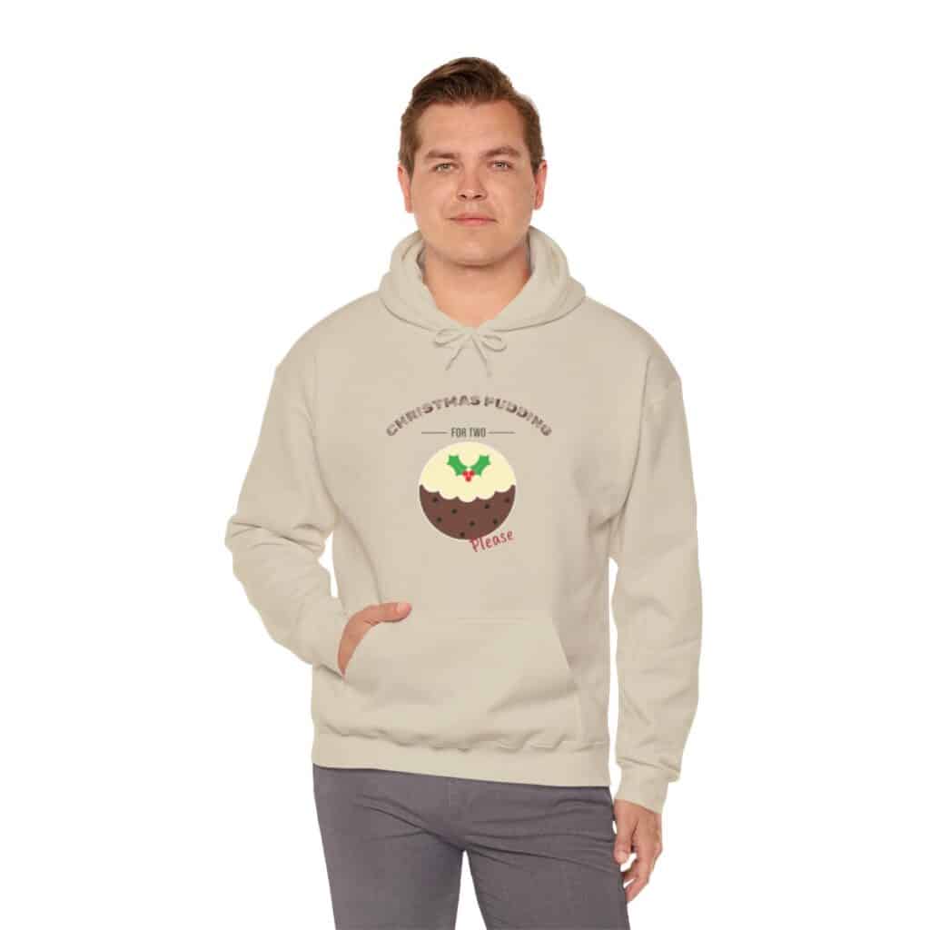 Festive Pregnancy Announcement - Christmas Pudding for Two, Please Hoodie