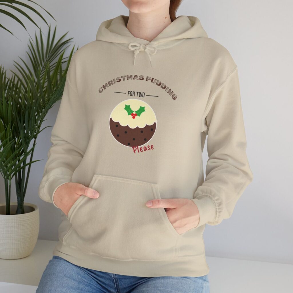 Festive Pregnancy Announcement - Christmas Pudding for Two, Please Hoodie