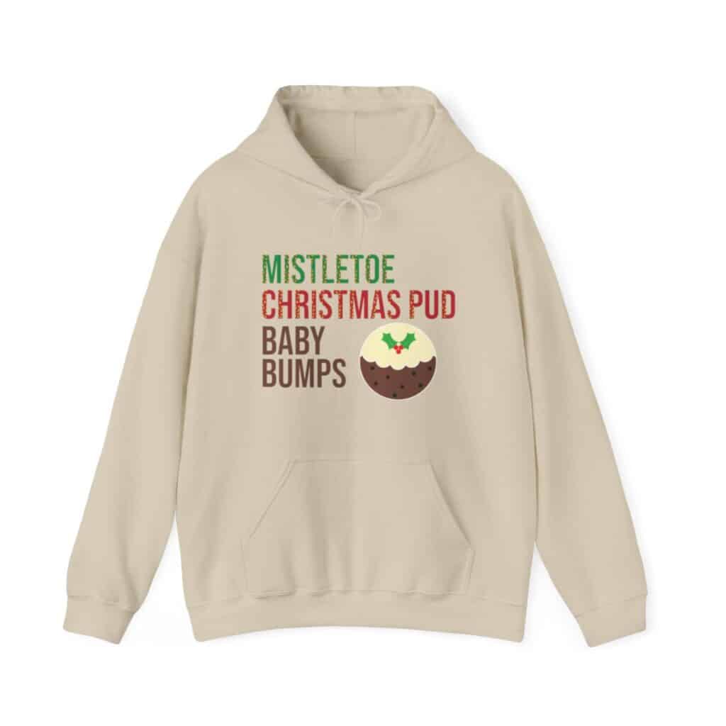 Festive Pregnancy Announcement - Mistletoe, Christmas Pud and Baby Bumps Hoodie