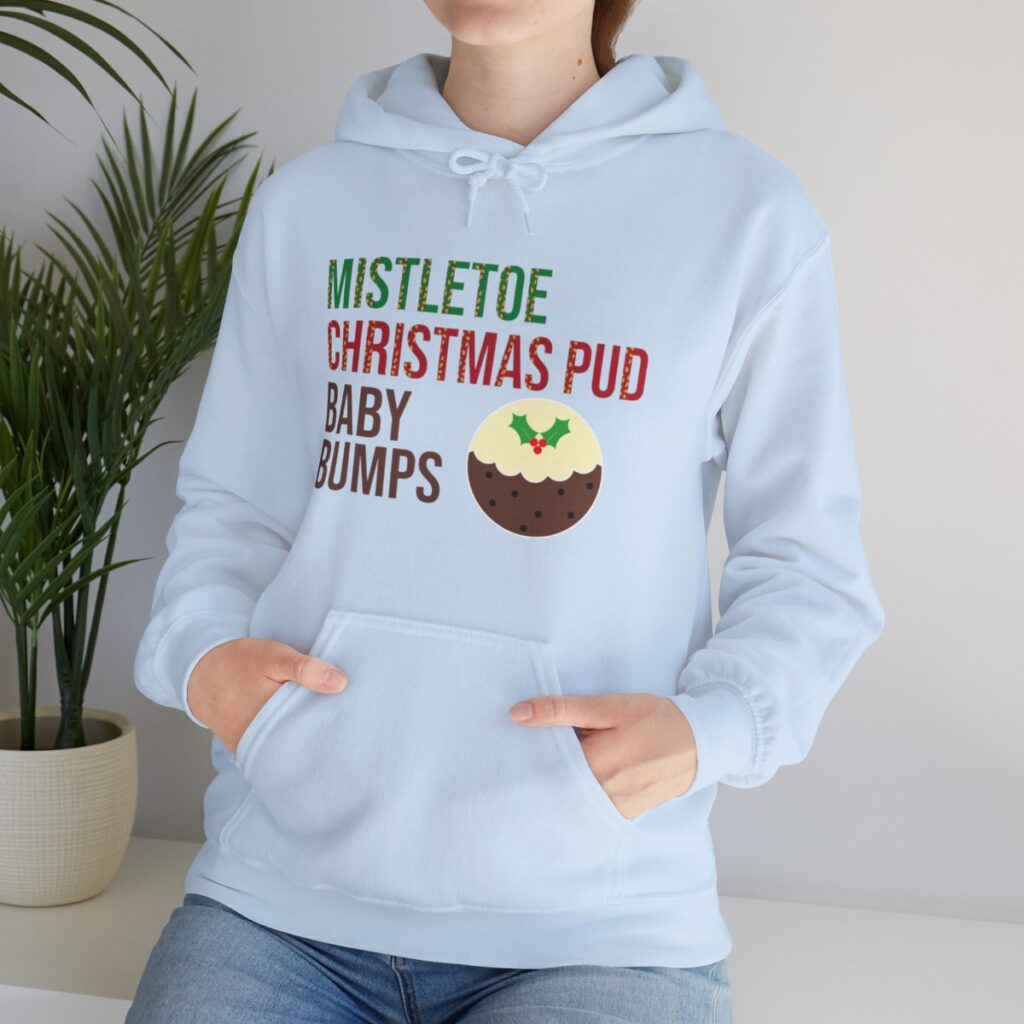 Festive Pregnancy Announcement - Mistletoe, Christmas Pud and Baby Bumps Hoodie