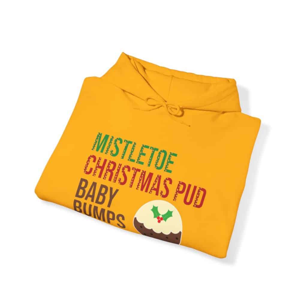 Festive Pregnancy Announcement - Mistletoe, Christmas Pud and Baby Bumps Hoodie