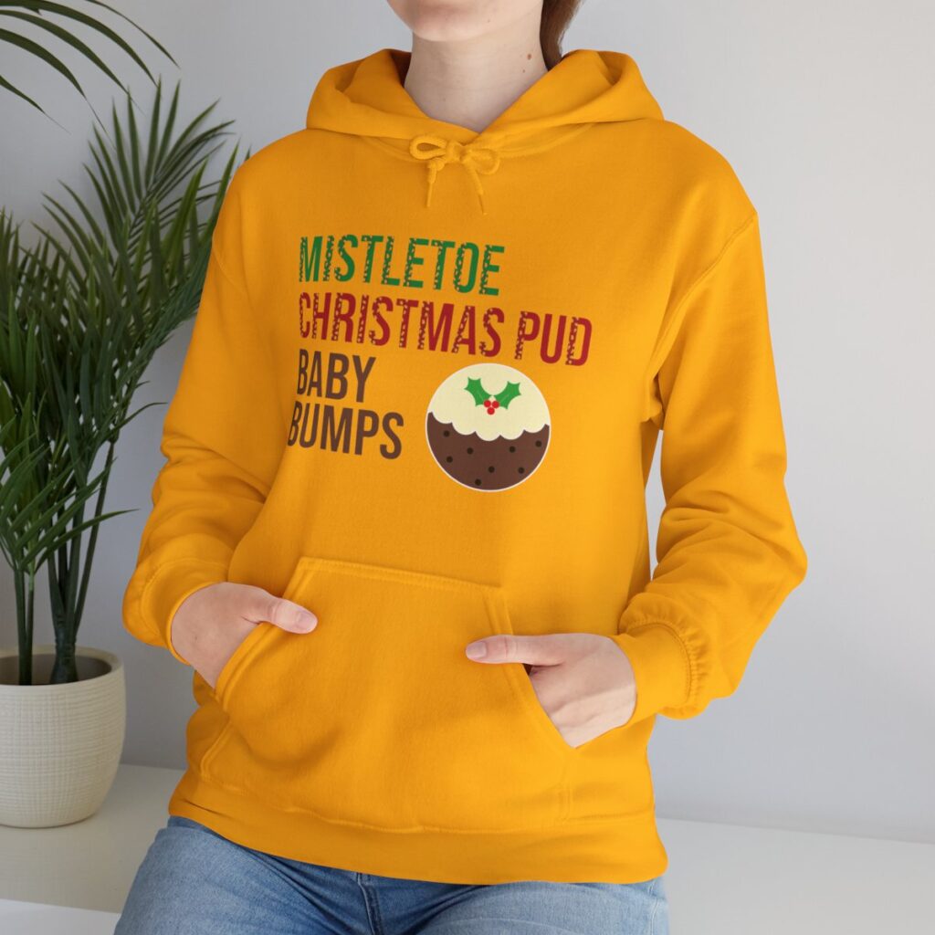 Festive Pregnancy Announcement - Mistletoe, Christmas Pud and Baby Bumps Hoodie