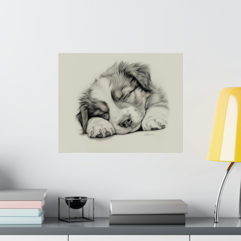 Australian Shepherd Dog Portrait Fine Art Print