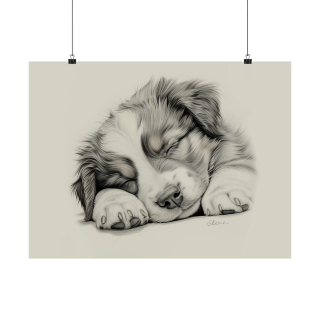 Australian Shepherd Dog Portrait Fine Art Print