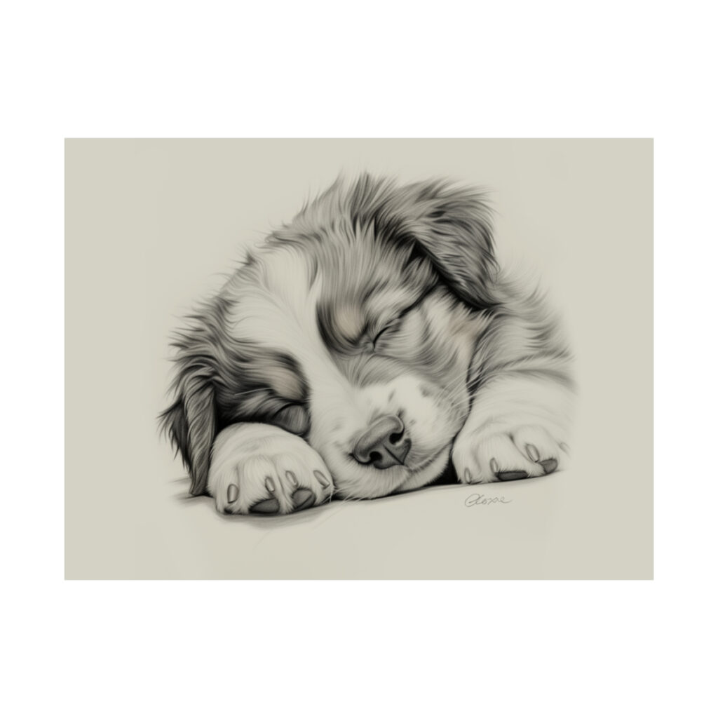 Australian Shepherd Dog Portrait Fine Art Print