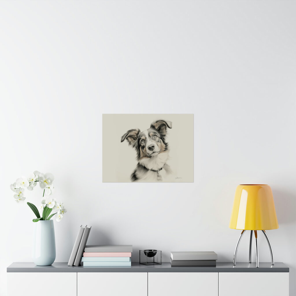 Australian Shepherd Dog Portrait Fine Art Print