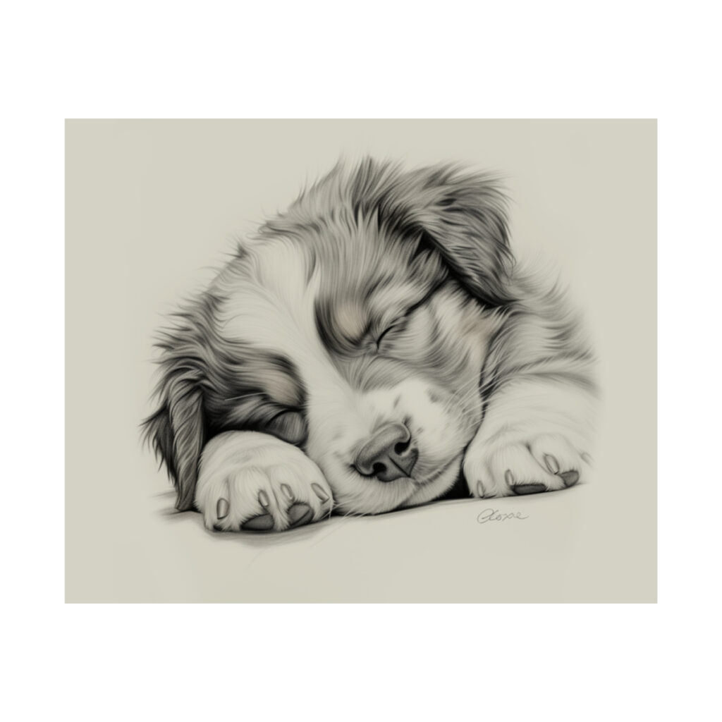 Australian Shepherd Dog Portrait Fine Art Print