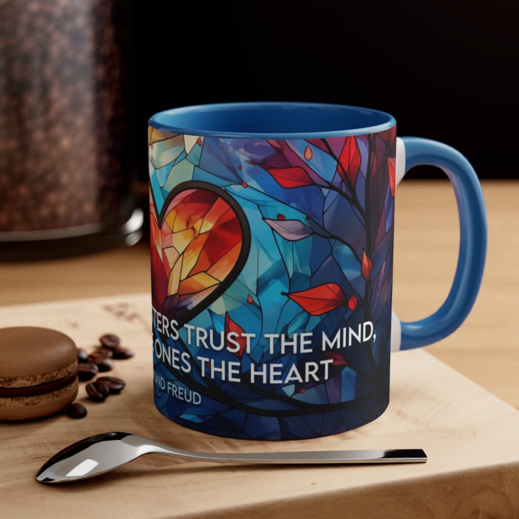 Stained Glass Love Heart Mug - Sigmund Freud Quote