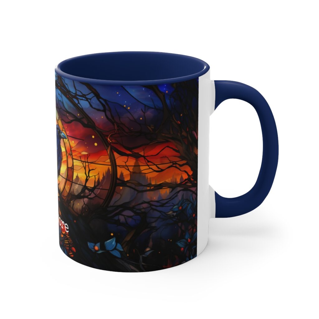 Edgar Allen Poe Nevermore Raven Stained Glass Mug - A Poetic Sip