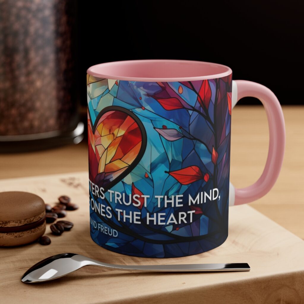 Stained Glass Love Heart Mug - Sigmund Freud Quote