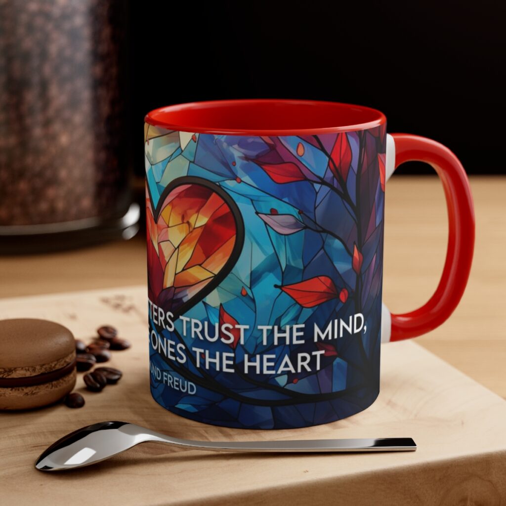 Stained Glass Love Heart Mug - Sigmund Freud Quote