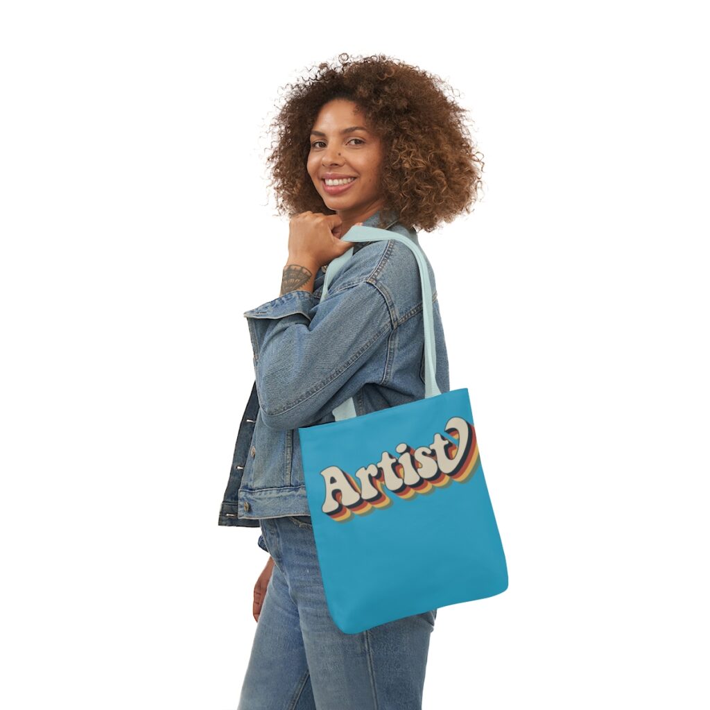 Retro Groovy Artist Canvas Tote Bag