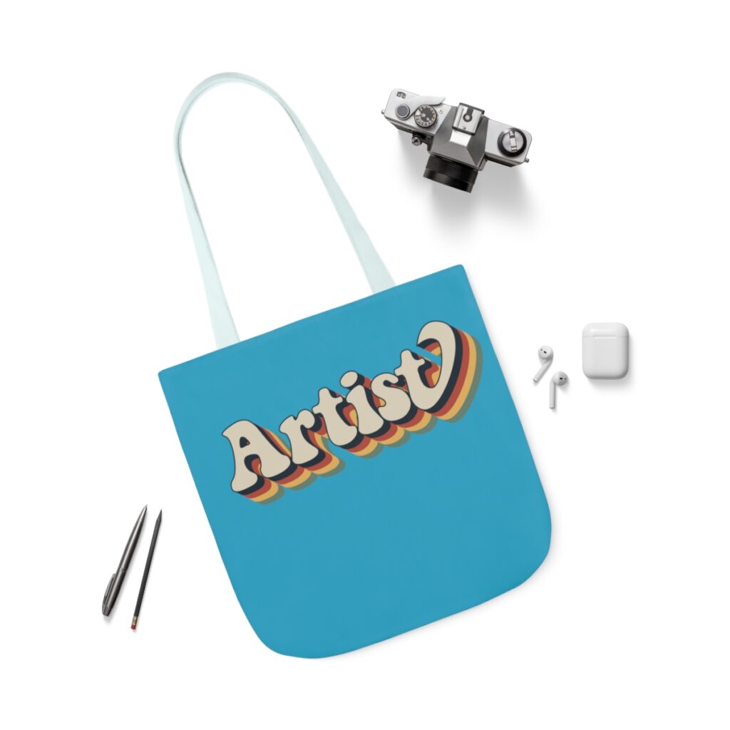 Retro Groovy Artist Canvas Tote Bag