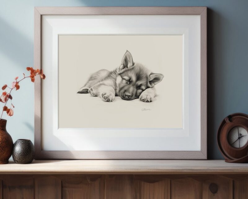 German Shepherd Puppy Portrait Fine Art Print