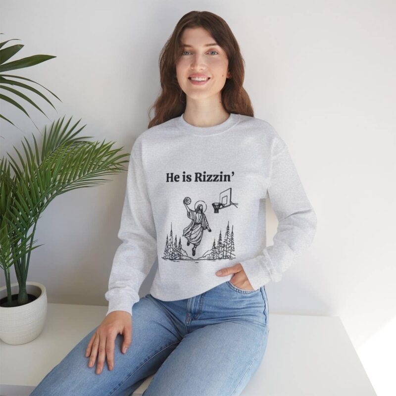 Funny Easter Sweatshirt - Jesus Playing Basketball