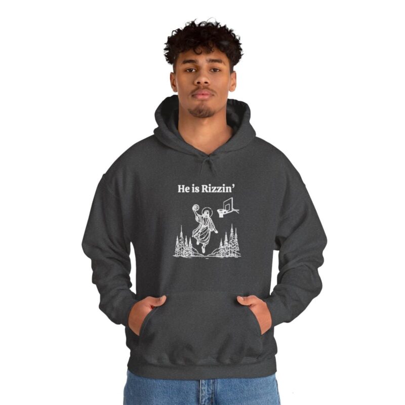 He is Rizzin' Funny Easter Hoodie - Jesus Playing Basketball