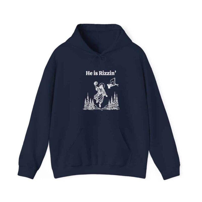 He is Rizzin' Funny Easter Hoodie - Jesus Playing Basketball