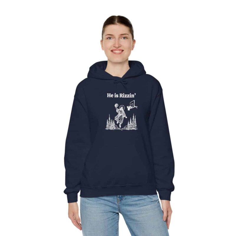 He is Rizzin' Funny Easter Hoodie - Jesus Playing Basketball