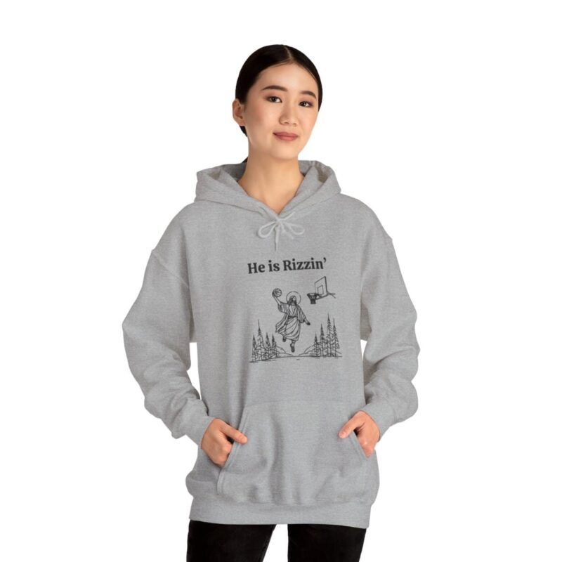 He is Rizzin' Funny Easter Hoodie - Jesus Playing Basketball