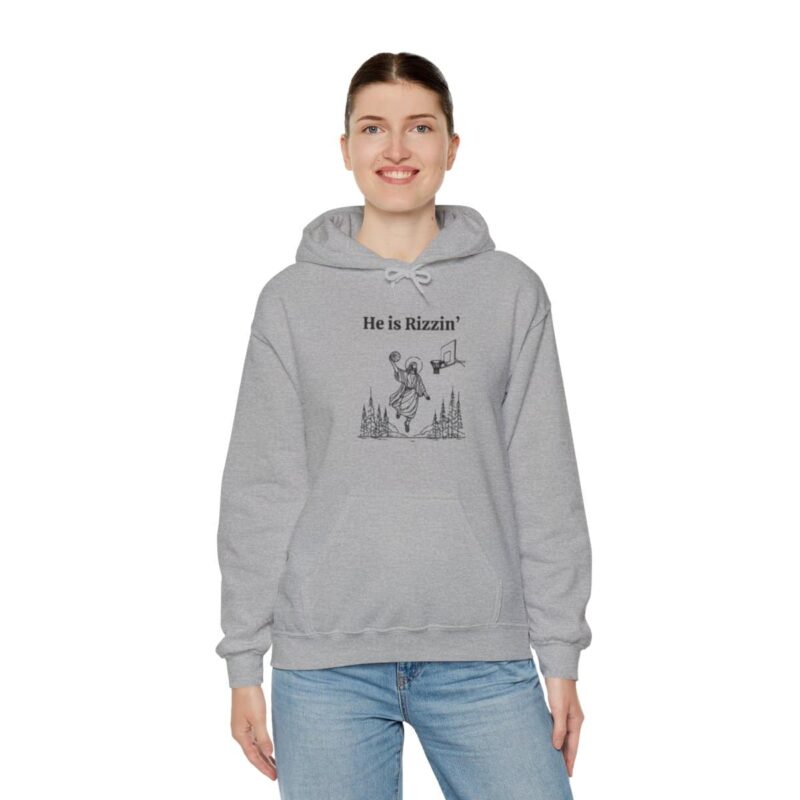 He is Rizzin' Funny Easter Hoodie - Jesus Playing Basketball