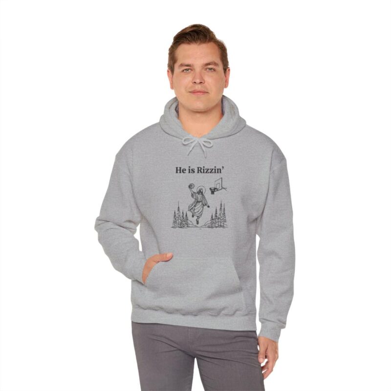 He is Rizzin' Funny Easter Hoodie - Jesus Playing Basketball