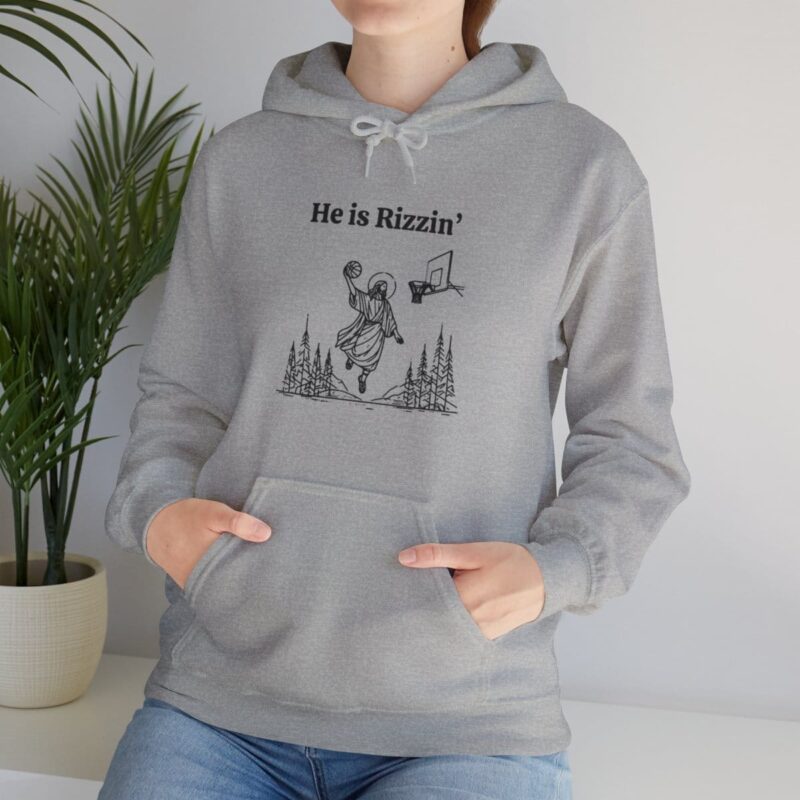 He is Rizzin' Funny Easter Hoodie - Jesus Playing Basketball