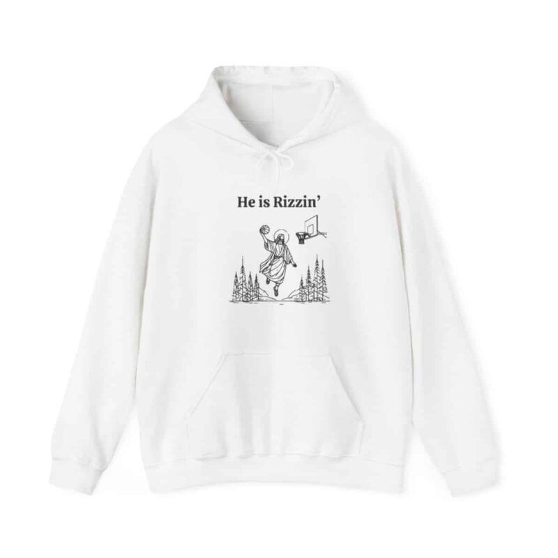 He is Rizzin' Funny Easter Hoodie - Jesus Playing Basketball